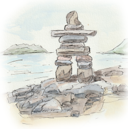 Inuksuk Watercolour Painting